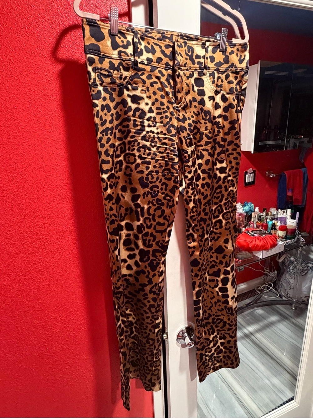 Leopard Print Women’s Stretch Pants - Brown